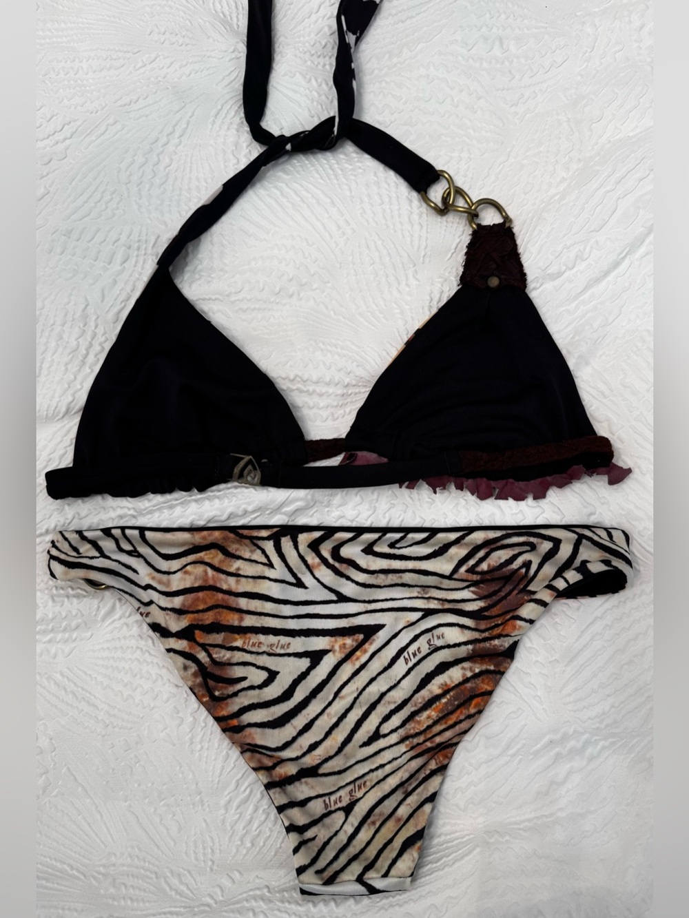 Blue Glue Leopard & Zebra Print With Leather & Chain Detail Size M - Picture 9 of 14
